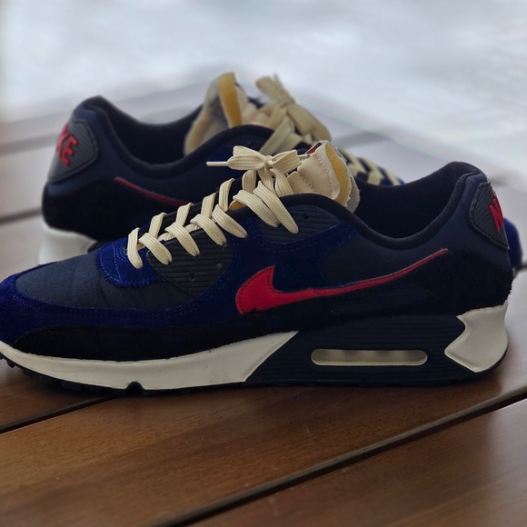 Size 13 - Nike Air Max 90 SE Running Club Deep Royal Mens Sneaker - Picture 10 of 14